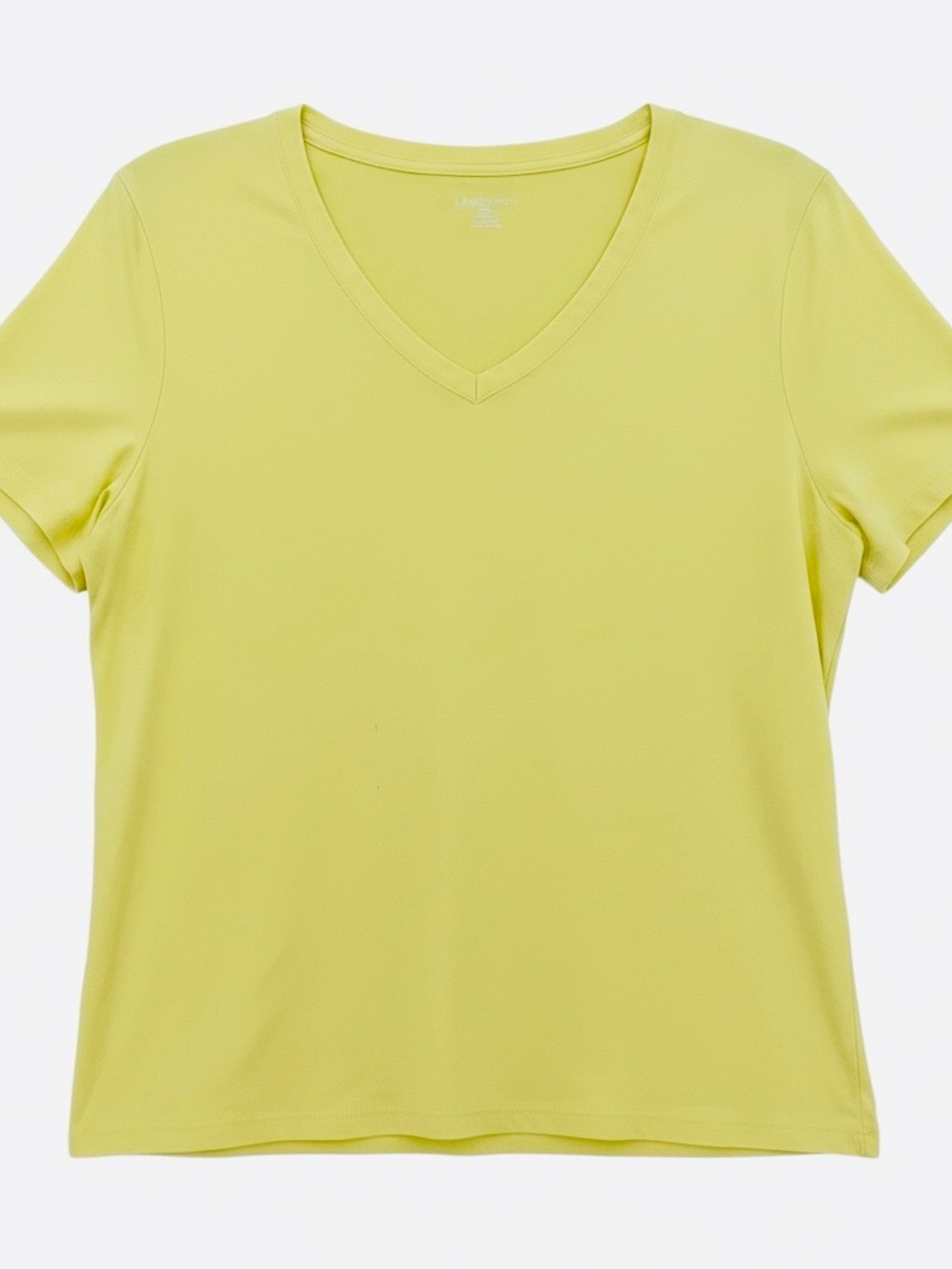 Women’s Lands End V‑Neck Tee shirt Short Sleeve in Bright Yellow, plus size 3X